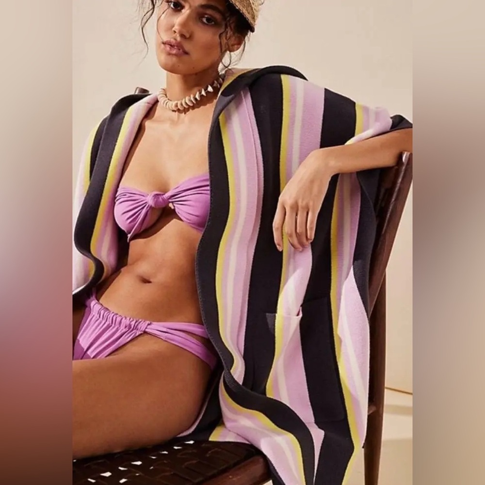 Free People All I Need Stripe Hooded Poncho